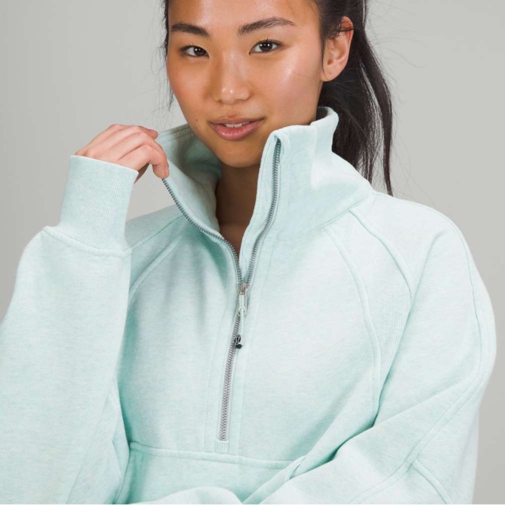 Lululemon Scuba Oversized Funnel Neck in heathered delicate mint